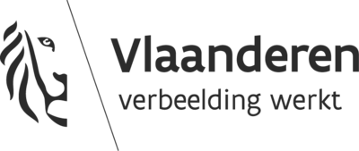 Logo Vlaamse Gemeenschap met slogan "verbeelding werkt"